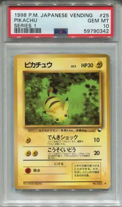 Pokemon Japanese Pocket Monsters Vending Series 1 #25 Pikachu PSA 10 - Image 1