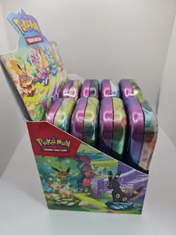 Pokemon Prismatic Evolutions Mini Tin Display Box Full Set 8 Tins - Sealed - Image 2