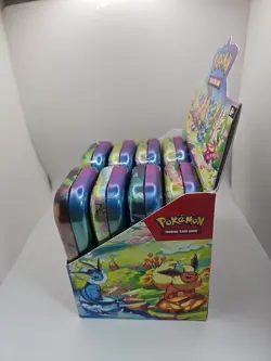 Pokemon Prismatic Evolutions Mini Tin Display Box Full Set 8 Tins - Sealed - Image 4