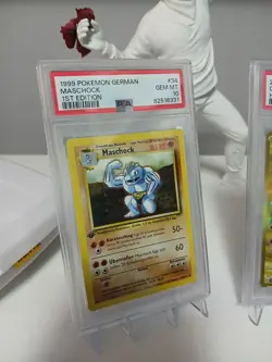 Rare Pokemon Maschock Machock 1999 1st Edition German card #34 Gem mt 10 - Image 2