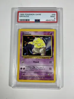1999 Pokemon Base Set Unlimited Drowzee #49 Game PSA 9 Mint - Image 1