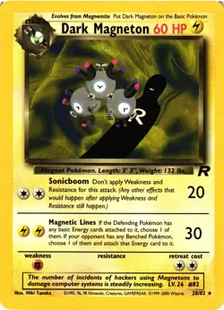 Pokemon TCG Team Rocket Dark Magneton 28/82 Unlimited Non-Holo LP - Image 1