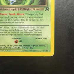 Vintage Pokemon Team Rocket Dark Golbat 24/82 Non-holo Rare WotC 2000 - Image 4