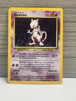 1999 Pokemon Base Set Mewtwo Holo 10/102 Rare Unlimited WOTC - MP - Image 1