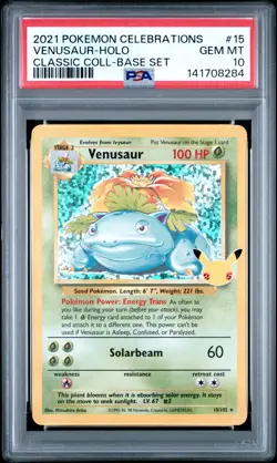 Venusaur Holo #15 2021 Pokemon Celebrations Classic Collection PSA 10 250001 - Image 1
