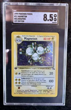 Magneton Pokemon Fossil 1st Edition Holo 11/62 Grade 8.5 Near Mint SGC - Image 1