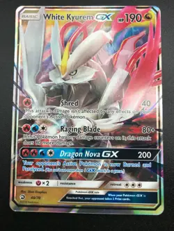 White Kyurem GX ULTRA RARE 48/70 SM Dragon Majesty Set Pokemon TCG NM HOLO 2018 - Image 1
