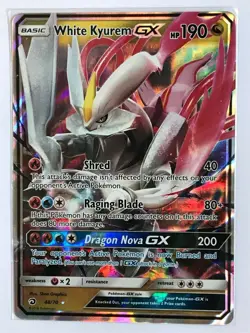 White Kyurem GX ULTRA RARE 48/70 SM Dragon Majesty Set Pokemon TCG NM HOLO 2018 - Image 2