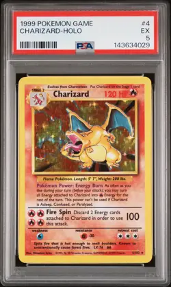 1999 POKEMON GAME #4 CHARIZARD-HOLO PSA 5 - Image 1