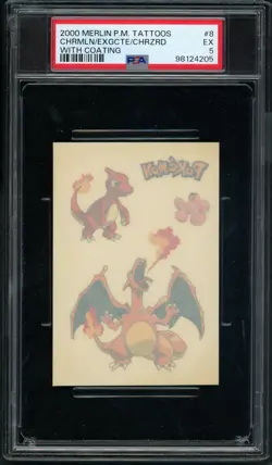 Carte Pokemon Dracaufeu / Charizard #8 PSA 5 Tattoo Merlin Anglais - Image 1