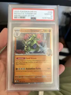 PSA 10 - ROCKET'S TYRANITAR PRERELEASE-STAFF #096 POKEMON TCG - Image 1