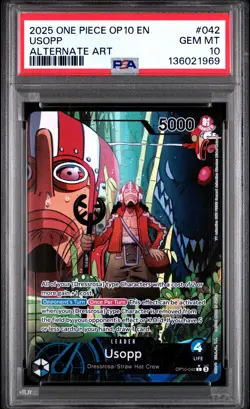 2025 ONE PIECE OP10-ROYAL BLOOD ALTERNATE ART #042 USOPP PSA 10 - Image 1