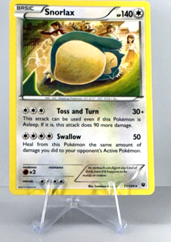 2016 Pokemon TCG Snorlax Rare XY Fates Collide 77/124 Card - Image 5