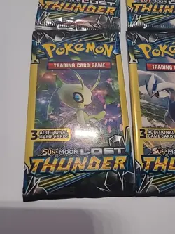 (4) Pokemon Sun & Moon - LOST THUNDER,3 Card Mini Booster Packs Complete Art Set - Image 3