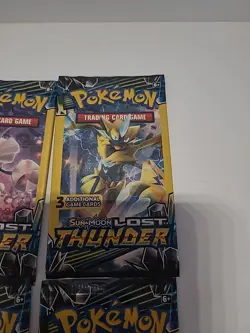 (4) Pokemon Sun & Moon - LOST THUNDER,3 Card Mini Booster Packs Complete Art Set - Image 5