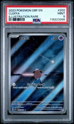 PSA 9 Cleffa 2023 POKEMON OBF EN-OBSIDIAN FLAMES ILLUSTRATION RARE #202 - Image 1