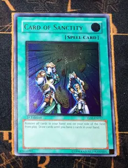 YUGIOH Card of Sanctity (TLM-EN037) Ultimate Rare 1st Edition Played - Image 1
