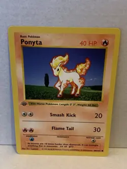 Ponyta - 1st Edition Base Set Shadowless 60/102 Pokemon Card Near Mint or above - Image 1