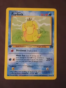 Pokemon Card Team Rocket 1st Edition Regular Finish Psyduck 65/82 - Image 1