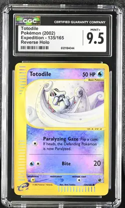 CGC 9.5 MINT+ Totodile 2002 Expedition 135/165 Reverse Holo Pokemon Card - Image 1