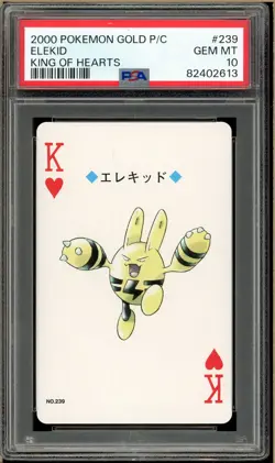 Pokemon - Elekid King of Hearts, Gold Ho-oh Back Poker Deck #239 PSA 10 - Image 1