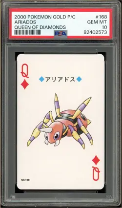 Pokemon - Ariados Queen of Diamonds, Gold Ho-oh Back Poker Deck #168 PSA 10 - Image 1