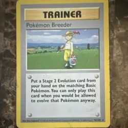 Pokemon TCG Pokemon Breeder Base Set 76/102 Rare Trainer 1999 English Shadowless - Image 1