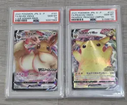 Pokemon Japanese PSA 10 Pikachu Vmax + Eevee Vmax Promo Pikapika Winner Prize - Image 1