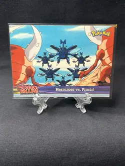 Screen Snaps Pokemon Topps Heracross Vs. Pinsir! #06 Blue Logo LP 1st Print Rare - Image 1