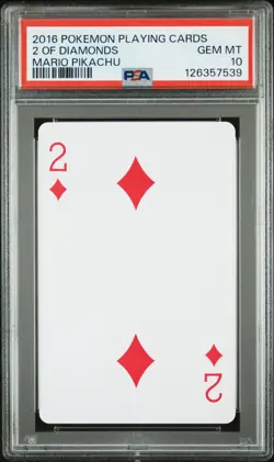 2016 POKEMON PLAYING CARDS MARIO PIKACHU 2 OF DIAMONDS PSA 10 - Image 1