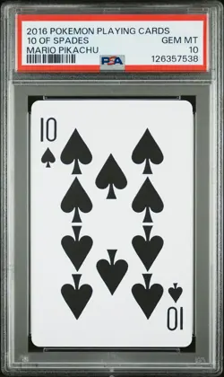 2016 POKEMON PLAYING CARDS MARIO PIKACHU 10 OF SPADES PSA 10 - Image 1