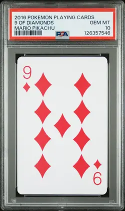 2016 POKEMON PLAYING CARDS MARIO PIKACHU 9 OF DIAMONDS PSA 10 - Image 1