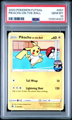 Pokemon Pikachu TCG Promo Card On the Ball Futsal PSA 10 - Image 1