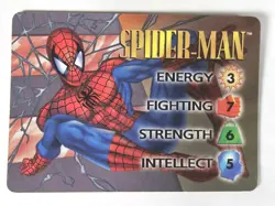 OverPower Marvel IQ Fleer 1996 Spider-Man Hero Character Card Very Rare NM - Image 1