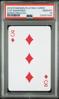 2016 POKEMON PLAYING CARDS MARIO PIKACHU 3 OF DIAMONDS PSA 10 - Image 1