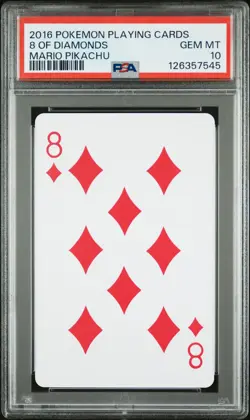 2016 POKEMON PLAYING CARDS MARIO PIKACHU 8 OF DIAMONDS PSA 10 - Image 1