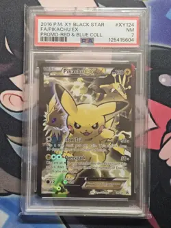 Pokemon Pikachu EX Red & Blue Coll. Black Star Full Art Promo XY124 PSA 7 - Image 1