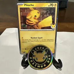 Pokemon Pikachu 051 /162 2026 Pokemon Day Stamped Promo Swirl 💫 W/ Coin - Image 5