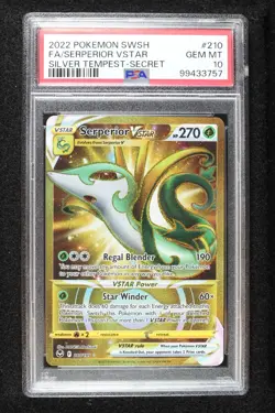Pokemon 2022 Serperior VSTAR 210/195 Silver Tempest Gold Secret PSA 10 GEM-MINT - Image 1