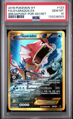 2016 POKEMON XY BREAKPOINT PORTUGUESE-SECRET #123 FULL ART/GYARADOS EX PSA 10 - Image 1