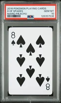 2016 POKEMON PLAYING CARDS MARIO PIKACHU 8 OF SPADES PSA 10 - Image 1