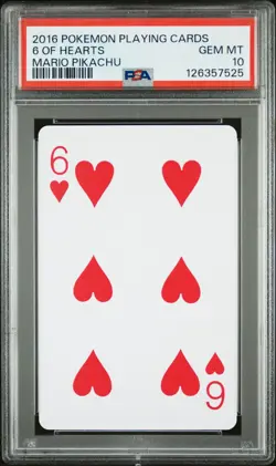 2016 POKEMON PLAYING CARDS MARIO PIKACHU 6 OF HEARTS PSA 10 - Image 1