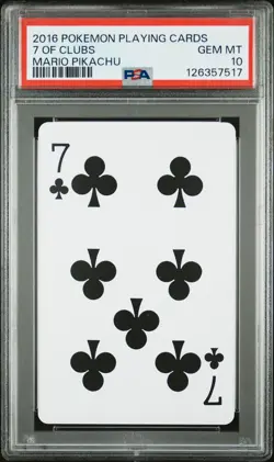 2016 POKEMON PLAYING CARDS MARIO PIKACHU 7 OF CLUBS PSA 10 - Image 1
