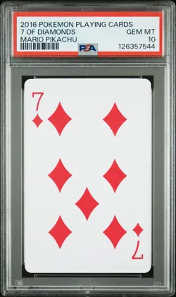 2016 POKEMON PLAYING CARDS MARIO PIKACHU 7 OF DIAMONDS PSA 10 - Image 1