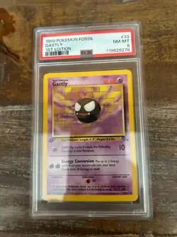 Pokemon 1999 Fossil GASTLY 1st Edition #33 PSA 8 RARE - Image 1
