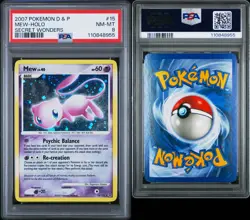 Mew TCG 15/132 D&P Secret Wonders Rare Holo Card PSA 8 2007 Holo Bleed (B) - Image 3