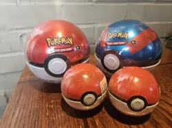 Pokemon TCG 2 Poke ball tins (6 packs) +2 Palmsize Wonders figurine pokeballs 820650100734 - Image 1