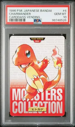 1996 Pokemon Carddass Charmander #4 PSA 10 Japanese Bandai Vending - Image 1