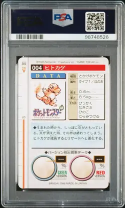 1996 Pokemon Carddass Charmander #4 PSA 10 Japanese Bandai Vending - Image 2