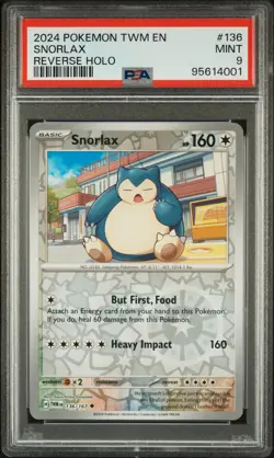 2024 POKEMON TWILIGHT MASQUERADE TWM EN #136 SNORLAX REVERSE HOLO - PSA 9 POP 19 - Image 1